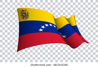 Venezuela flag state symbol isolated on background national banner. Greeting card National Independence Day of the Bolivarian Republic of Venezuela. Illustration banner with realistic state flag.