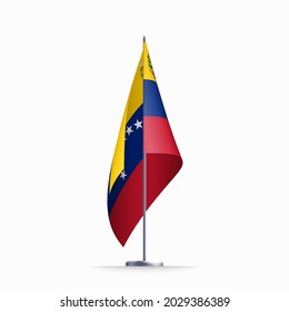 Venezuela flag state symbol isolated on background national banner. Greeting card National Independence Day of the Bolivarian Republic of Venezuela. Illustration banner with realistic state flag.