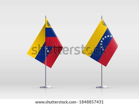 Venezuela flag state symbol isolated on background national banner. Greeting card National Independence Day of the Bolivarian Republic of Venezuela. Illustration banner with realistic state flag.