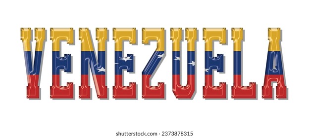 Venezuela flag text font, 3D Venezuela Font With Flag, 3D Venezuela Vector illustration