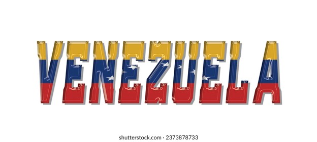 Venezuela flag text font, 3D Venezuela Font With Flag, 3D Venezuela Vector illustration