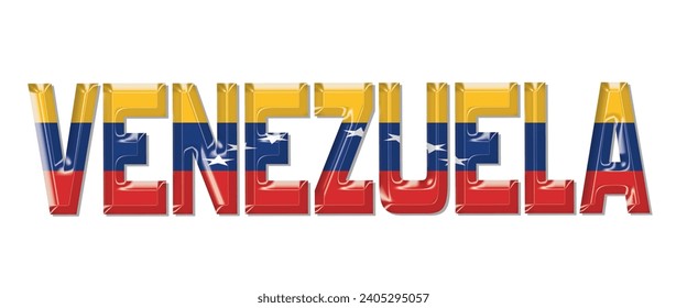 VENEZUELA flag text font, 3D VENEZUELA flag colorful background, VENEZUELA flag vector illustration