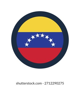 Venezuela bandeira de vetor ícone design. Bandeira do círculo da Venezuela. Bandeira Round of Venezuela