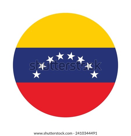 Venezuela flag vector icon design. Venezuela circle flag. Round of Venezuela flag.