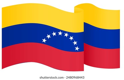 Venezuela flag wave isolated on png or transparent background vector illustration. 