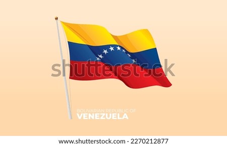 Venezuela flag waving at the flagpole. Vector 3D