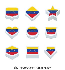 venezuela flags icons and button set nine styles