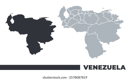 Venezuela flat and border outline vector maps
