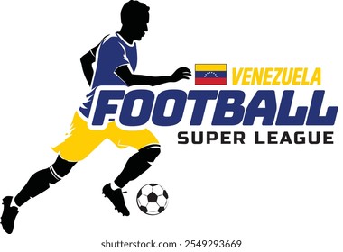 Venezuela football league, Soccer ball, Football logo, Footballer Kick the Ball isolated on white background, Vector Illustration