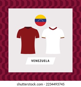 Venezuela football national team uniform flat illustration. South American football team.