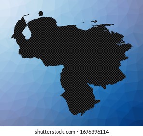 Mapa geométrico de Venezuela. Forma de galería de símbolos de Venezuela en estilo de polos bajos. Ilustración vectorial de moda.