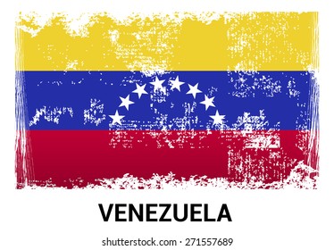 Venezuela grunge flag isolated vector in official colors and Proportion Correctly. country's name label in bottom. Vector Illustration