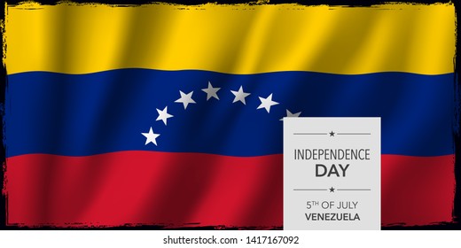 Venezuela happy independence day greeting card, banner vector illustration. Venezuelan national holiday 5th of July design element with bodycopy 