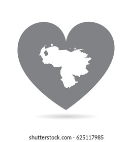 Venezuela heart. Heart shape icon with white map