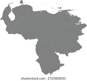 Venezuela High detailed vector map highlighted in the capital 'Caracas'.