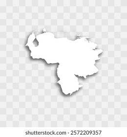 Venezuela high detailed vector representation of country silhouette. White color on transparent background with dropped shadow. For educational, decorative, or informational use.