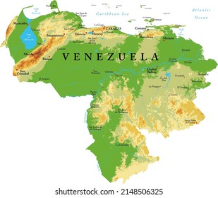 Venezuela highly detailed physical map