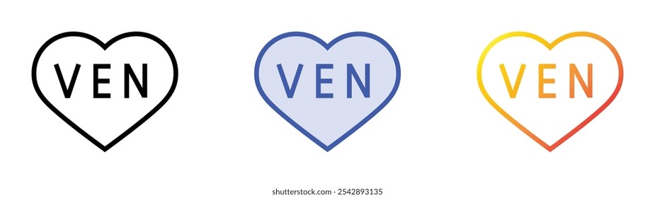 ícone da venezuela. Design de estilo linear, preenchimento azul e gradiente isolado em plano de fundo branco