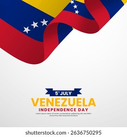 Venezuela independence day greeting card, square banner background with realistic flag