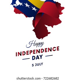 Venezuela Independence day. Venezuela map. Vector illustration.