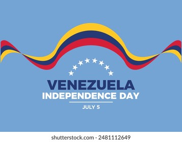 Venezuela Independence Day poster vector illustration. Venezuelan flag ribbon icon. Abstract Venezuela flag symbol. Template for background, banner, card. July 5. Important day