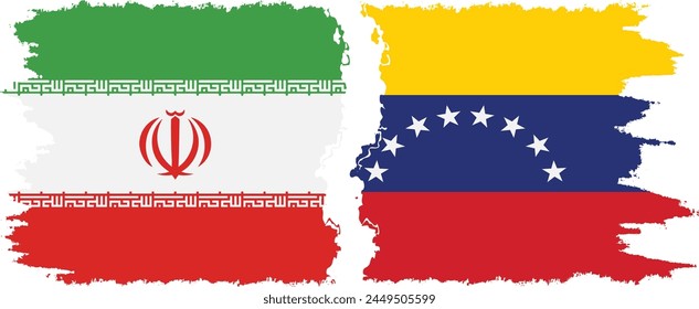 Venezuela and Iran grunge flags connection, vector