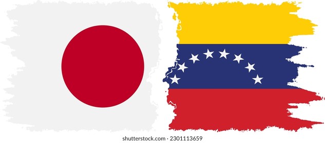 Venezuela and Japan grunge flags connection, vector
