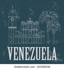 Venezuela  landmarks. Retro styled image. Vector illustration