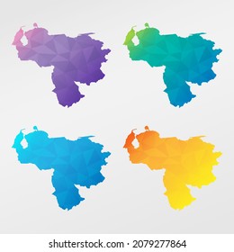 Venezuela Low Poly Map Clip Art Design. Geometric Polygon Graphic National Icon. Vector Illustration Symbol.