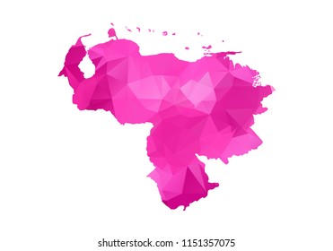 venezuela Map - Abstract geometric rumpled triangular low poly style gradient graphic on white background , line dots polygonal design for your. Vector illustration
