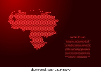 Venezuela map abstract schematic from red triangles repeating pattern geometric background with nodes for banner, poster, greeting card. Vector illustration.
