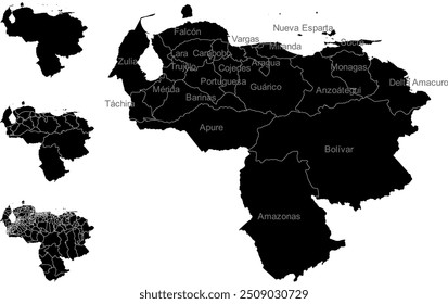 Venezuela map with its administrative divisions and regions