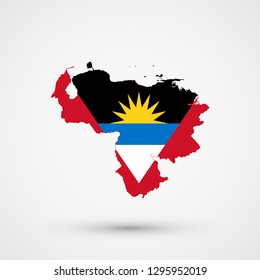 Venezuela map in Antigua and Barbuda flag colors, editable vector.