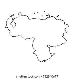 Venezuela map of black contour curves on white background of vector illustration