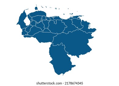 Venezuela Mapa el color azul sobre el fondo blanco