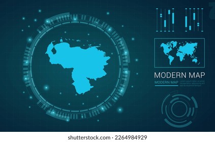 Venezuela map of blue digital frame Futuristic Sci Fi Modern User vector HUD, GUI, UI interface.