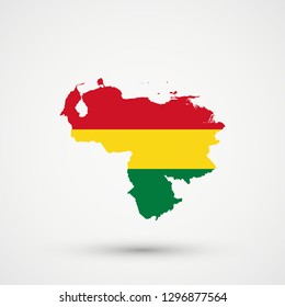 Venezuela map in Bolivia flag colors, editable vector.