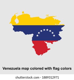 Venezuela-Karte mit Flaggenfarben einzeln Vektorgrafik