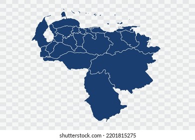 Venezuela Map dark blue Color on White Background quality 