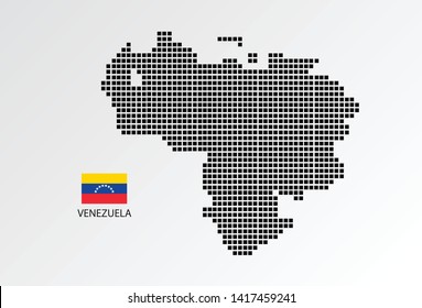 Venezuela map design square with flag Venezuela.
