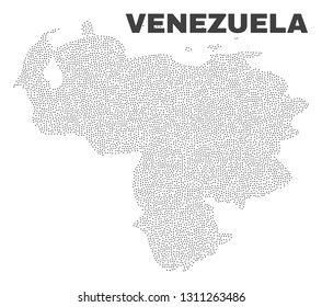 Venezuela map designed with small points. Vector abstraction in black color is isolated on a white background. Scattered small points are organized into Venezuela map.