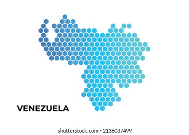 Venezuela map digital hexagon shape on white background vector illustration