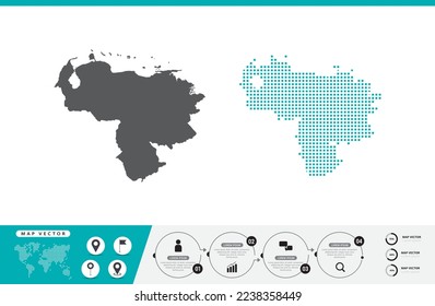 Venezuela Karte der Punkte grau und grün für die Präsentation. Setzen Sie ein paar Pixel kreatives Konzept für Infografik.