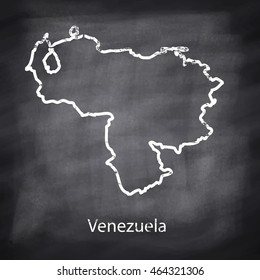 Venezuela map drawn with chalk on blackboard background