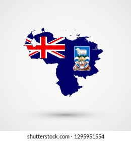 Venezuela map in Falkland Islands flag colors, editable vector.