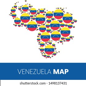 Venezuela map filled with flag-shaped circles, Venezuela map with flag