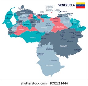 Venezuela, map and flag - High Detailed Vector Illustration