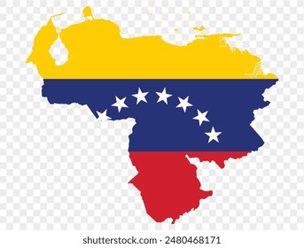 Venezuela map flag  isolated on png or transparent background vector illustration.