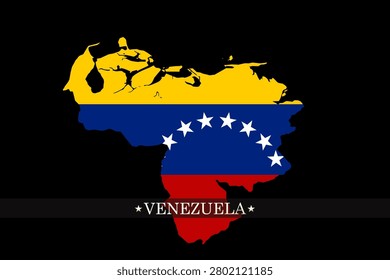 Venezuela map flag on black background isolated on a dramatic black background Concept for political crisis, social unrest, human rights violations, and tragic events in the country.