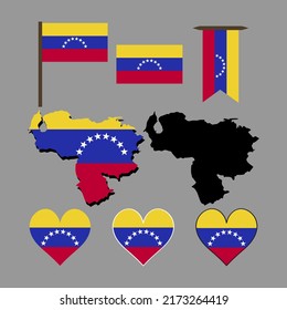 Venezuela. Map and flag of Venezuela. Vector illustration.